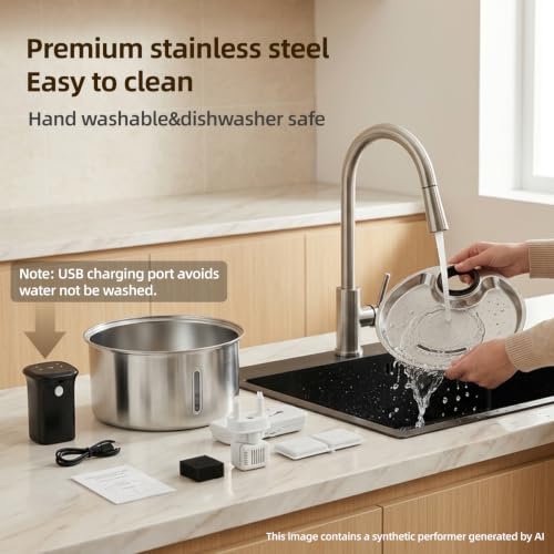 Jzlapro Wireless Cat Water Fountain,108oz Stainless Steel,Battery Operated