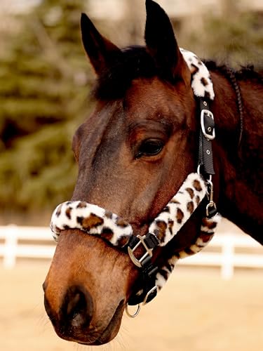Harrison Howard Fleece Halter Covers for Horses, Set of 9, Prevent Hair Loss Pressure Marks, Padded Horse Halter Fleece Set Beige Leopard - color: Beige Leopard