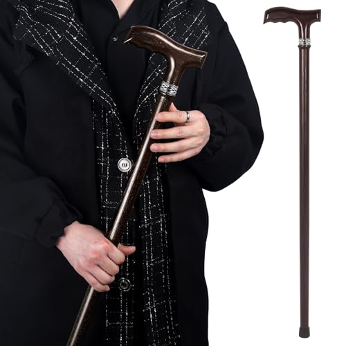 Wooden Walking Cane for Men, Ergonomic Handcrafted Cane, Ash Wood - color: Cane-A Walnut