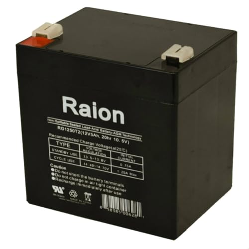 Raion Power 12V 5Ah Compatible Replacement Rechargeable AGM Battery for Gallagher S20 (Older Style) Solar Fence Energizer