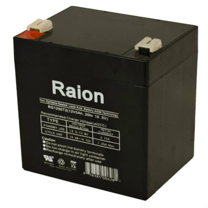 Raion Power 12V 5Ah Compatible Replacement Rechargeable AGM Battery for Gallagher S20 (Older Style) Solar Fence Energizer