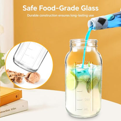 64oz Glass Mason Jar Pitcher with Lid, 2qt Breast Milk Pitcher with Spout - color: 64 OZ Black