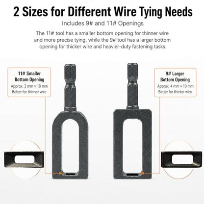 Wire Twister Tool for Drill, 2 Pack Wire Twisting Tool for Drill, Heavy Duty Drill Wire Twister Attachment with 9# and 11# Openings for Fence Repair, Farm Ranch Garden Wire Tying and Rebar Tying