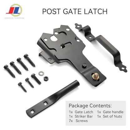 Gate Latch Set, Gate Handle & Latch, Heavy Duty, Black - size: Modern Door Post