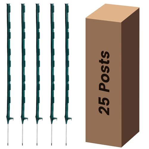 Electric Fence Posts 25 Pack, Green 48 inch Step in Fence Posts - color: Green, size: 48 INCH-25 PCS