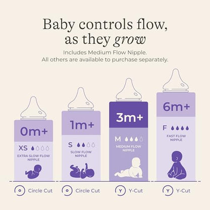 Lansinoh NaturalWave Baby Bottle Nipples, Medium Flow (M), 2 Count - size: 2 Count (Pack of 1), style: Medium-Flow