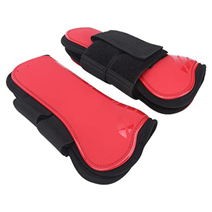 Horse Tendon Boots for Riding and Jumping, PU Shell Protectors with Elastic Neoprene, Nylon Fastener, Red Front and Hind Boots to Prevent Leg Injuries - size: A pair of medium front legs