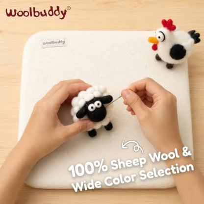 Woolbuddy Needle Felting Mat 10 x 10 x 1.5 Inch (White), Pure Wool Felt Pad - color: White