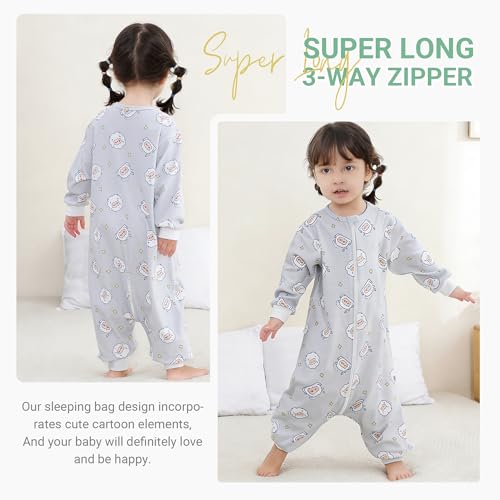 MICHLEY Baby Sleeping Sack with Legs Cotton Long Sleeve Toddler Wearable Blanket Sleeping Bag 6 Months-6 Years - color: Sheep, size: 18-30 Months