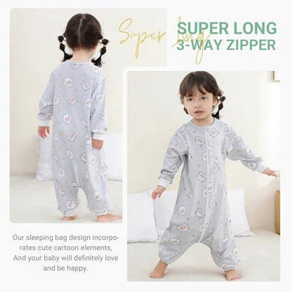 MICHLEY Baby Sleeping Sack with Legs Cotton Long Sleeve Toddler Wearable Blanket Sleeping Bag 6 Months-6 Years - color: Sheep, size: 18-30 Months