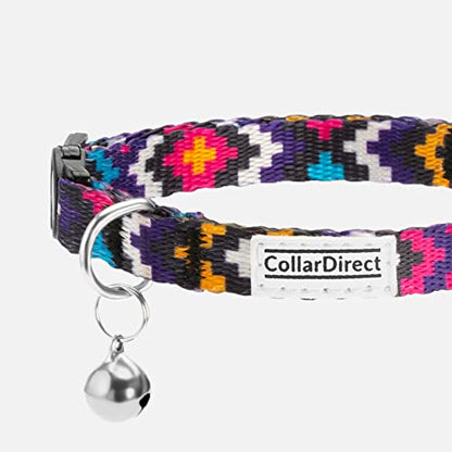 Aztec Pattern Cat Collar 2-Pack, Breakaway (Blue + Purple) - color: Blue & Purple