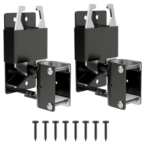2 Way Gate Latch, Heavy Duty Lockable Two Way Farm Gate Latch for Metal Tube Gates, Livestock, Horse Corral, Ranch, Stable, Self-Locking Fence Gate Hardware, 2 Pack