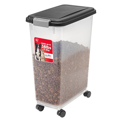 IRIS USA Dog Food Storage Container, Up to 38 lbs, Black, Made in USA - color: Black, size: 38 lbs