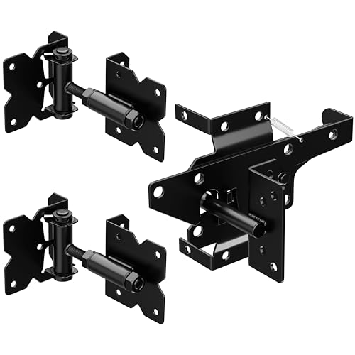 Heavy Duty Self-Closing Gate Hinge and Self-Locking Latch Hardware Kit