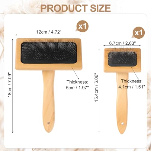 MECCANIXITY 2 Pcs Wool Carder, Hand Carding Brush 1 Large and 1 Small Wooden Pet Grooming Tool for Needle Felting Pet Grooming Weaving Craft Supplies, Black, Wood Color - style: 1 Large and 1 Small