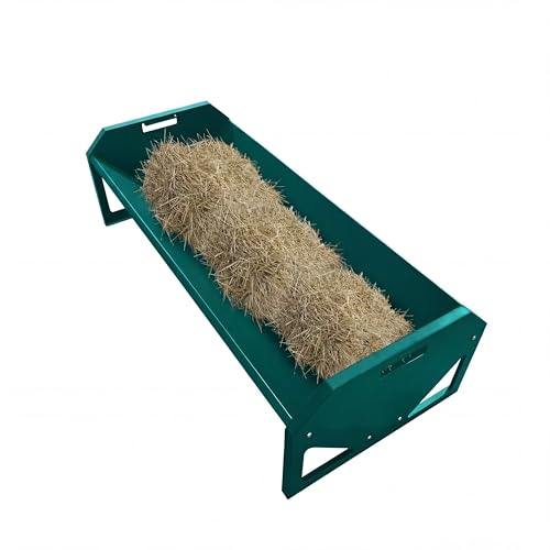 22 Gallon Capacity Livestock Feeder, 45" Hay Feeder for 10 Sheep Once, Heavy Duty Steel Livestock Feeding Trough for Horse, Goat, Sheep, Cattle, Cow, Alpaca, Dark Green - color: Dark Green