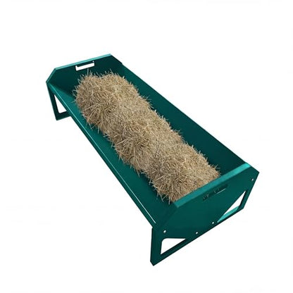 22 Gallon Capacity Livestock Feeder, 45" Hay Feeder for 10 Sheep Once, Heavy Duty Steel Livestock Feeding Trough for Horse, Goat, Sheep, Cattle, Cow, Alpaca, Dark Green - color: Dark Green