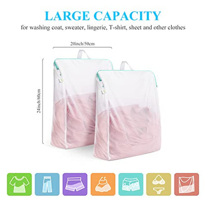 OTraki 20x24 Inch Laundry Bags Mesh Wash Bags 2 Pack Delicates Bag Lingerie Socks Sweater Washing Machine Mesh Laundry Bags for Travel Camping Don't Drying, Melting 140-176℉, White - size: 20 x 24inch