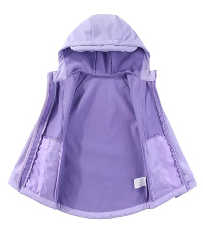 M2C Girls Hooded Fleece Lined Windproof Softshell Windbreaker Jacket - color: Lavender, size: 2T