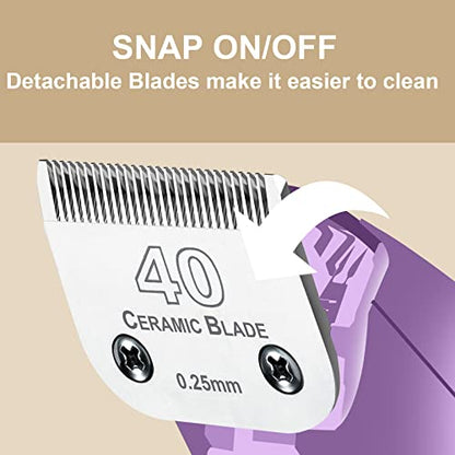 Dog Grooming Ceramic Blade Sets,Compatible with Andis/Oster A5,Wahl KM10 - color: 40# (10 Pack)