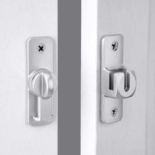 Silver Aluminum Alloy Gate Lock,90/180 Degree Barn Door Latch - color: Silver