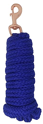 CHALLENGER Horse 10' Soft Round Braided Nylon 5/8" Lead Rope with Rose Gold Bolt Snap 605SE04RB - color: Royal Blue/Rose Gold