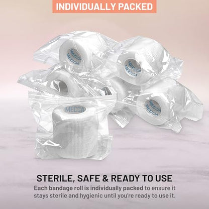 6 Pack, Self Adherent Cohesive Tape - 2” x 5 Yards, Self Adhesive Bandage Rolls & Sports Athletic Wrap for Ankle, Wrist, Knee Sprains and Swelling, Vet Wraps in White Color