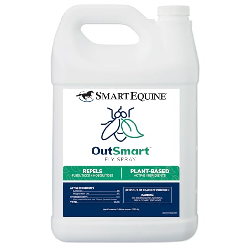 SmartPak OutSmart® Fly Spray | Plant-Based Mosquito, Tick, and Fly Spray Repellent For Horses and Riders | Fresh Scent | 1 Gallon | Plant-Based Mosquito, Tick, and Fly Spray Repellent for Horses and Riders | Fresh Scent