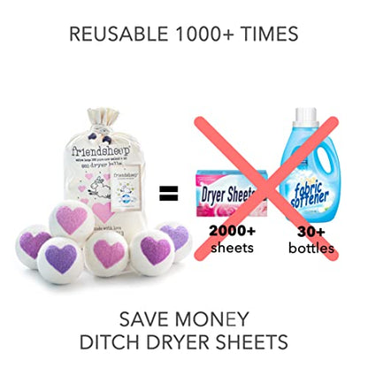 Friendsheep Wool Dryer Balls, Organic Reusable Fabric Softener Alternative for Laundry, Handmade, Fair Trade, Hypoallergenic, Eco-Friendly, Plastic-Free (6 Pack XL – Lovely Day) | Reusable fabric softener alternative Organic wool, handmade, fair trade, hy
