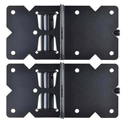Self Closing Gate Hinges Heavy Duty, 90 Degree Adjustable, 4Pcs - color: Black(2pcs)