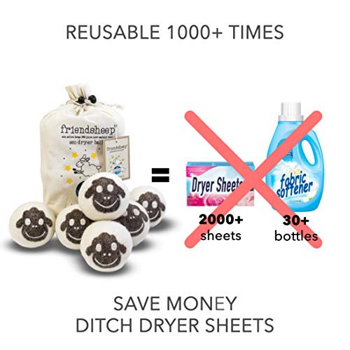 Friendsheep Wool Dryer Balls, Organic Reusable Fabric Softener Alternative for Laundry, Handmade, Fair Trade, Hypoallergenic, Eco-Friendly, Plastic-Free (6 Pack XL – Sheep Flock of Friends) | Reusable fabric softener alternative Organic wool, handmade, fa
