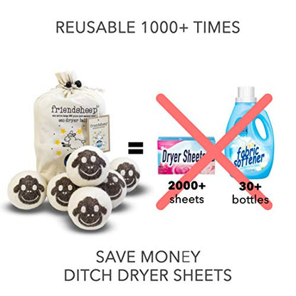 Friendsheep Wool Dryer Balls, Organic Reusable Fabric Softener Alternative for Laundry, Handmade, Fair Trade, Hypoallergenic, Eco-Friendly, Plastic-Free (6 Pack XL – Sheep Flock of Friends) | Reusable fabric softener alternative Organic wool, handmade, fa