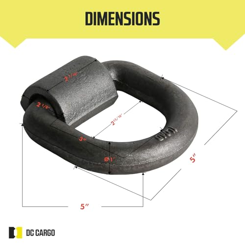 DC Cargo Mall Weld-On D Ring 1" Trailer Tie-Down Anchors (2 Pack) – Super Heavy-Duty Forged Steel, 46,800 lb. Breaking Strength (ABS Rated) - size: 1"