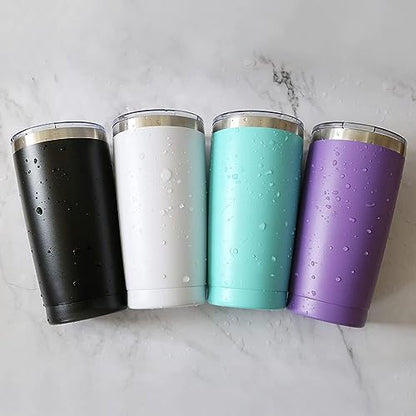 16 pack 20 oz Stainless Steel Insulated Tumbler with Straw and Lid, Double Wall Travel Coffee Mug Vacuum Insulated Bulk Tumbler, Suitable for Vehicle Cup Holders （White） - color: White, size: 16 Count (Pack of 1)