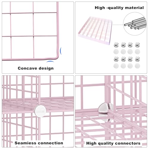 C&AHOME Wire Cube Storage, 12 - Cube Organizer Metal C Grids, Closet, Pink - color: Pink
