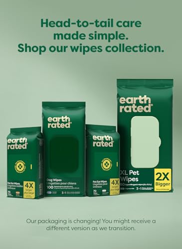 Earth Rated XL Pet Wipes for Dogs & Cats, Unscented Hypoallergenic, 60 Ct - color: Unscented, size: 60 XL Grooming Wipes