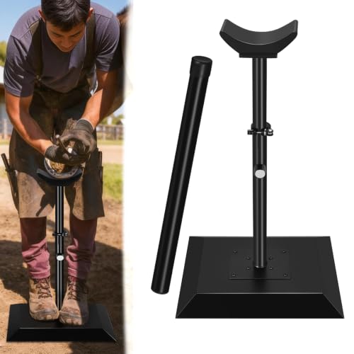 CAROD Professional Farrier Tool-Height Adjustable Metal Hoof Stand, Horse Hoof Trimming Tools, Extra-Large Base Enhances Stability, Two Types Of Support Rods Are Available