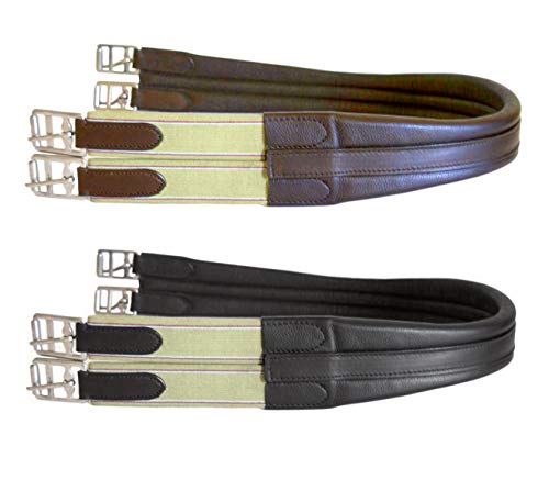 Contoured English Chafeless Girth Black Brown 46" / 48" / 50" / 52" / 54"/ 56" - color: Black, size: 52"