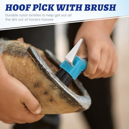 Zhehao 30 Pieces Horse Hoof Pick Brush with Soft Rubber Handle Portable Hoof Pick with Brush, Random Colors