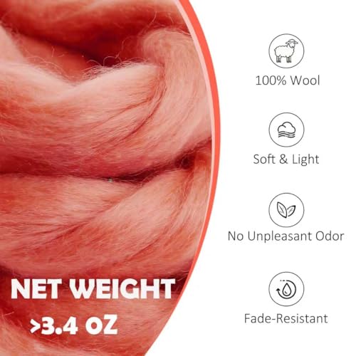 3.4oz Needle Felting Wool Red-Brown for DIY Needle Craft Enthusiasts - color: Red-Brown