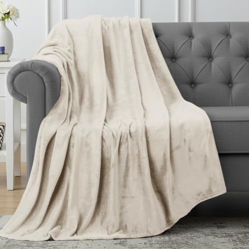 Utopia Bedding Ultra Soft Fleece Bed Blanket Throw Size Linen (50x60 Inch) - color: Linen, size: Throw (50x60 Inch)