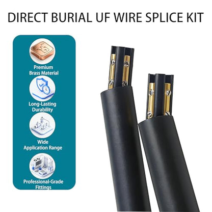 2 Sets Underground Wire Splice Kit for Electrical Cable Repair, 600V Max