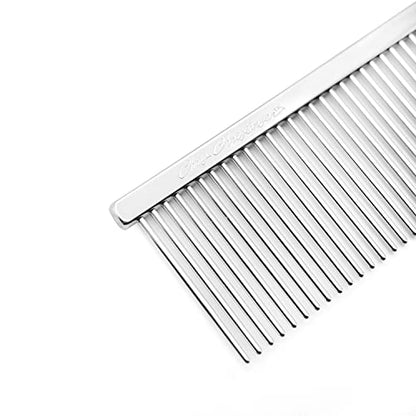 Chris Christensen 005 7.5 inch Fine/Coarse Long Tooth Greyhound-Style Butter Comb, Groom Like a Professional, Rounded Corners Prevent Friction and Breakage, Solid Brass Spin with Steel Teeth, Chrome - size: 005 - 7.5 Inch Coarse/Medium Long-Tooth