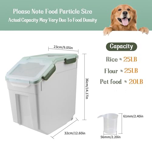 Saim 4Pack 25lbs Flour & Rice Storage Container Bin,Rice Dispenser (Green) - color: 4Pack 25lbs Green