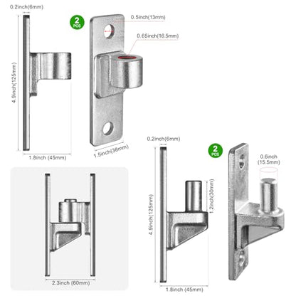 4.9" Heavy Duty Gate Hinges, Wall Mount Female Male Hinges | 2 Pairs, Hot-Dip Galvanized Finish, Provides Stable Support, Smooth Opening and Closing for Wooden Fences and Farm Gates - color: Silver2, 2 Pack