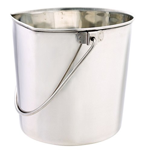 ProSelect Stainless Steel Flat Sided Pails — Durable Pails for Fences, Cages, Crates, or Kennels - 9¾", 9-Quart - size: 9-Quart