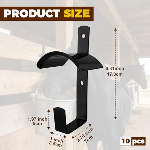10Pcs Horse Bridle Rack Heavy Duty Wall Mounted Bridle Holder Bridle Hook with Screws for Horse Barn Tack Room