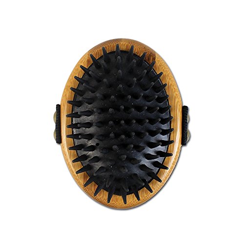 Alcott Bamboo Groom Curry Brush with Rubber Bristles for Pets,Brown - style: Curry Brush with Rubber Bristles