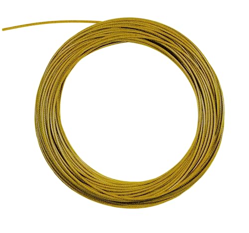 Durable 125ft PVC Coated Steel Cable Built for Duck Hunting rigs and Outdoor use. Rust-Resistant, Flexible, and Perfect for Custom Lengths in Any Condition. (Maize)