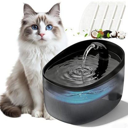 Cat Water Fountain, 74oz/2.2L, Automatic Pet Water Fountain Dual Flow Modes | Pet Water Fountain for Cats Inside, Cat Water Bowl Dispenser for Cats, Dogs, & Small Animals, with 4 Replacement Filters